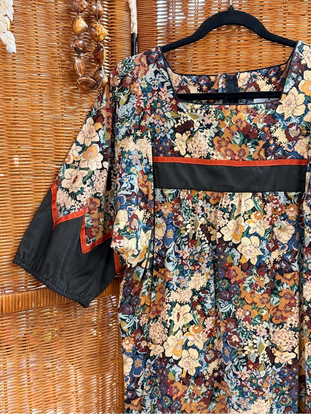 Vintage GoodTimes Hawaii’s Floral Multicolor Mu’u Style Dress - Black Trim